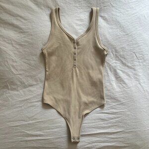 Abercrombie & Fitch A&F Seamless Ribbed Fabric Henley Bodysuit